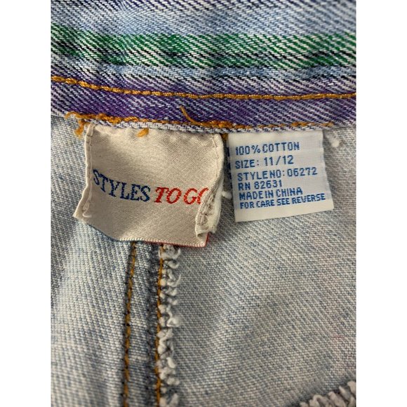 Vintage 80s 90s  Styles to Go Sz 11/12 Denim Shorts High Waist Stripe - Picture 5 of 5